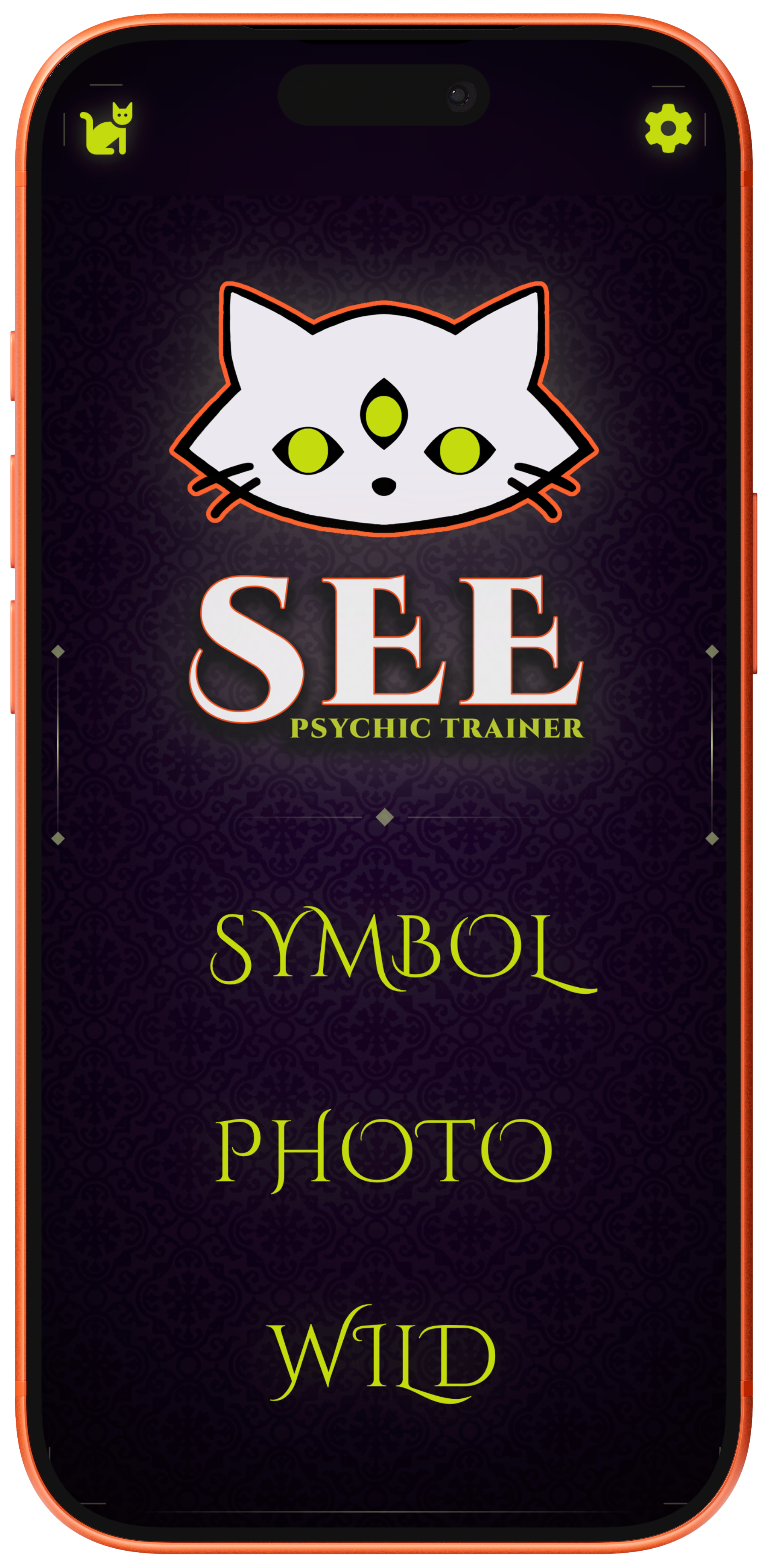 SEE Psychic Trainer app screenshot showing intuitive visualization interface